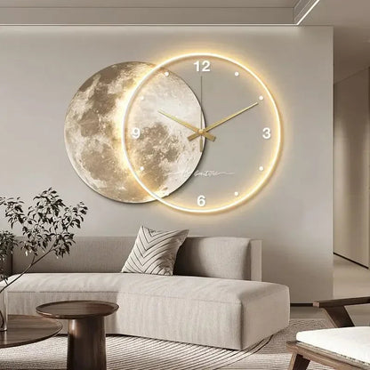 Large Wall Clock Luxury Dining Room Living Room Moon The Earth Modelling LED Light Silent Movement Bedroom Clock Wall Decoration    Home Decor Supply | Online Retail | ShoreShopper.com