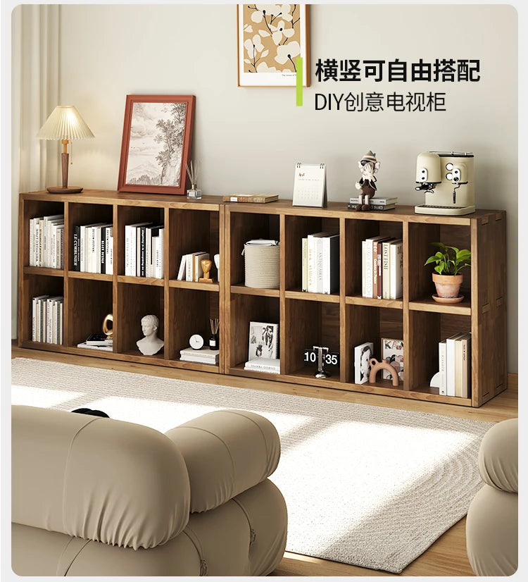 Solid Wood Short Bookshelf Floor Storage Cabinet Grid Organizer Shelf for Living Room Home & Kindergarten Display Unit    Home Decor Supply | Online Retail | ShoreShopper.com