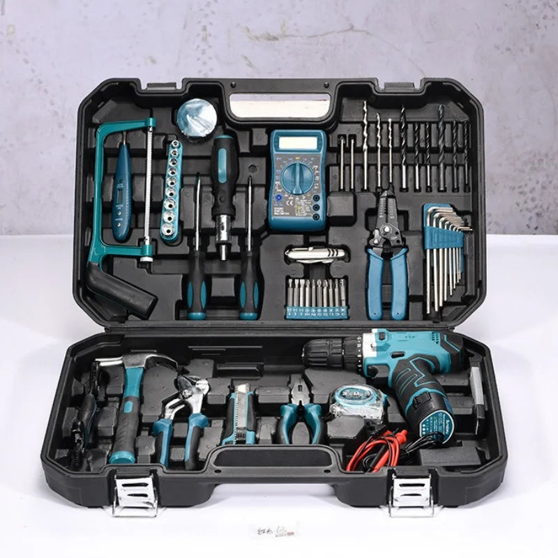160/136/115/63 PC Lithium Drill Household Multifunctional Hardware Tool Manual Daily Electrician Woodworking Maintenance Toolbox - ShoreCo.Shop