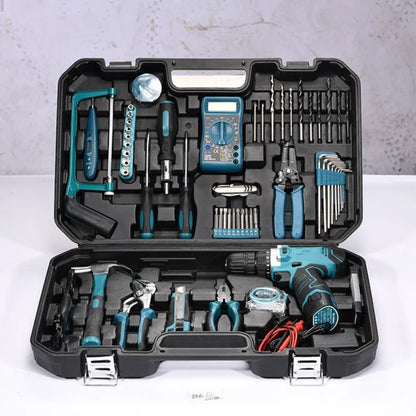 160/136/115/63 PC Lithium Drill Household Multifunctional Hardware Tool Manual Daily Electrician Woodworking Maintenance Toolbox - ShoreCo.Shop