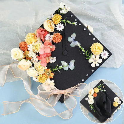 Headwear Doctor Flowers Graduation Cap Bachelor Master Trencher Cap Fringe Charm Ornament Mortar Board University    Your Coastal Marketplace | Shoreshopper.com