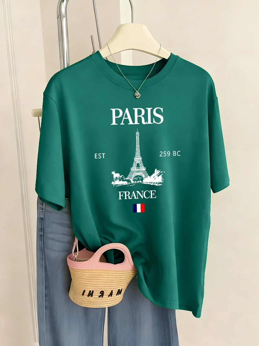 Paris France Eiffel Tower Prints T-Shirts Women Summer Basic Short Sleeve Tops O-Neck Loose T Shirts Basics Soft Womans Clothes    Home Decor Supply | Online Retail | ShoreShopper.com