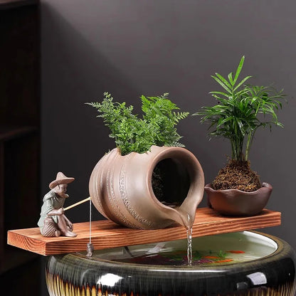 Ceramic Waterfall Jug - Circulating Clay Pot Fountain for Garden, Fish Tank & Courtyard Decor | Handmade Rustic Water Feature    Home Decor Supply | Online Retail | ShoreShopper.com