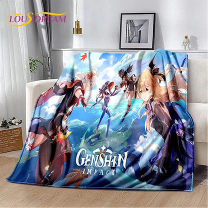Genshin Impact Cartoon Game Soft Plush Blanket,Flannel Blanket Throw Blanket for Living Room Bedroom Bed Sofa Picnic Cover Kids    Your Coastal Marketplace | Shoreshopper.com