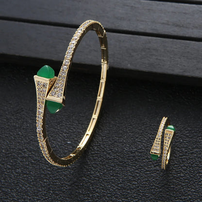 New jerseis Women's Fashion 2 Pcs Bracelet & Ring Set مجموعات المجوهرات Resin Simple Design Gold Open Cuff Bangle Jewelry Set    Home Decor Supply | Online Retail | ShoreShopper.com