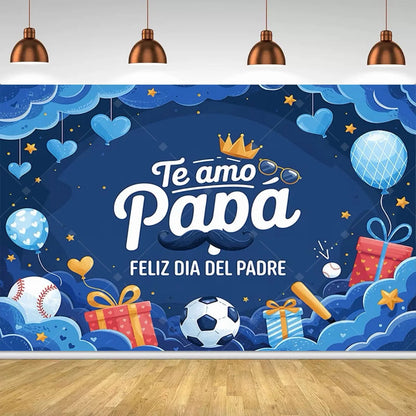 Spanish Feliz Dia Papa Backdrop Father's Day Photo Background Balloon Mustache Tie Banner Dad Party Decoration  Booth Props    Your Coastal Marketplace | Shoreshopper.com