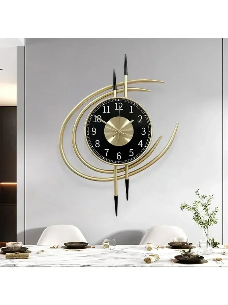 54cm Storm Eye Modern Wall Clock, Large Black Dial Metal Silent Analog Clock, Gold Luxury Decorative for Living Room Bedroom    Home Decor Supply | Online Retail | ShoreShopper.com