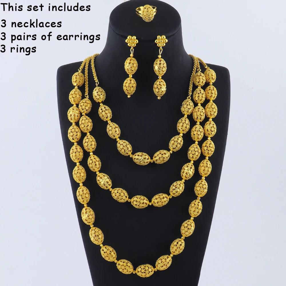 women  jewelry set indian arabic african ethiopian golden color jewelry set Hollow Out Oval Necklace Earrings Ring free shipping    Home Decor Supply | Online Retail | ShoreShopper.com