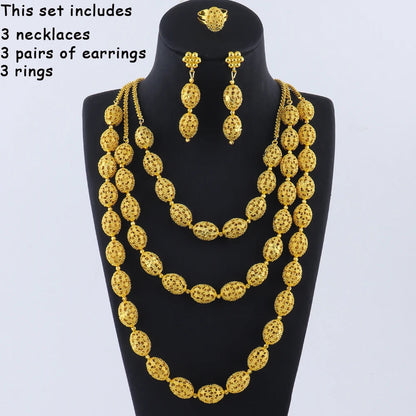 women  jewelry set indian arabic african ethiopian golden color jewelry set Hollow Out Oval Necklace Earrings Ring free shipping    Home Decor Supply | Online Retail | ShoreShopper.com