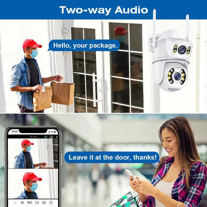 8MP 4K Dual Lens Wifi Camera Ai Auto Tracking Waterproof Security CCTV Video Surveillance Camera Police Light Alarm IP Camera - ShoreCo.Shop
