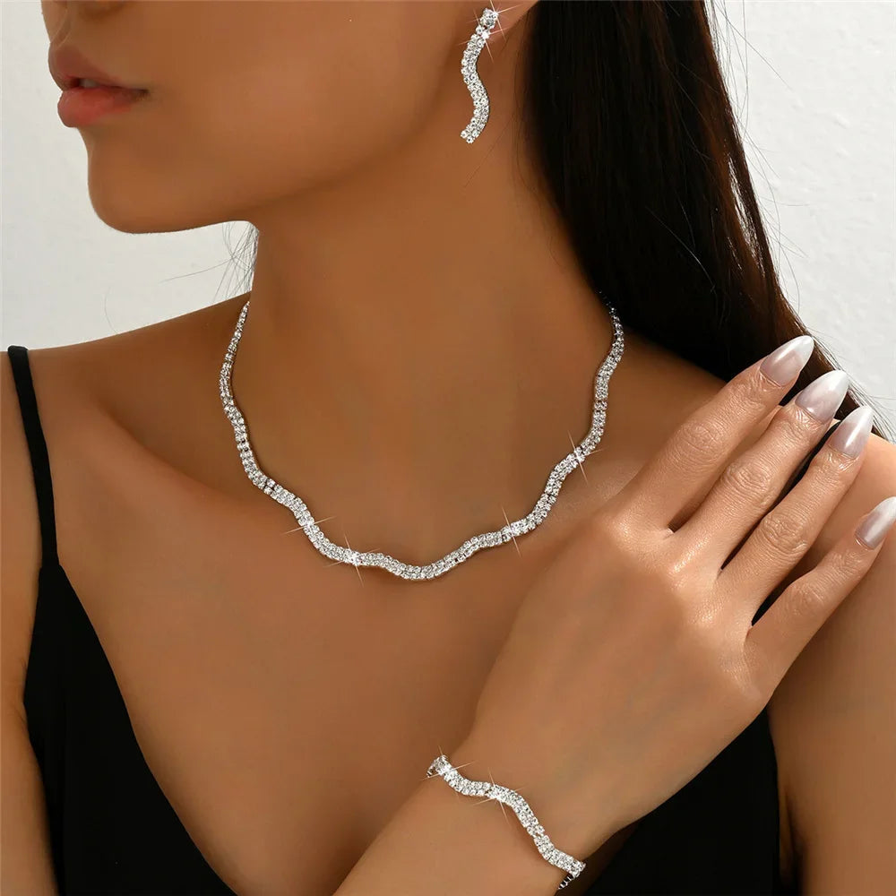 Luxury Wedding Jewelry Set: Necklace, Bracelet and Earring Set, Exquisite Crystal Jewelry, Women's Wedding Party Costumes    Home Decor Supply | Online Retail | ShoreShopper.com