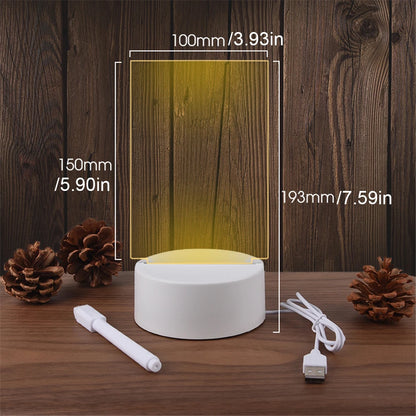 Transparent Luminous LED Night Lights USB Luminous Acrylic Night Light Erasable Write Message Board Calendar Desktop Ornaments - ShoreCo.Shop