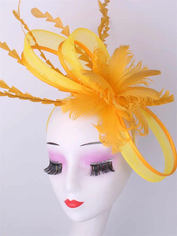 Light blue feather headwear, women's formal event Derby headwear, elegant ladies' hat, fashionable wedding headwear hat    Your Coastal Marketplace | Shoreshopper.com