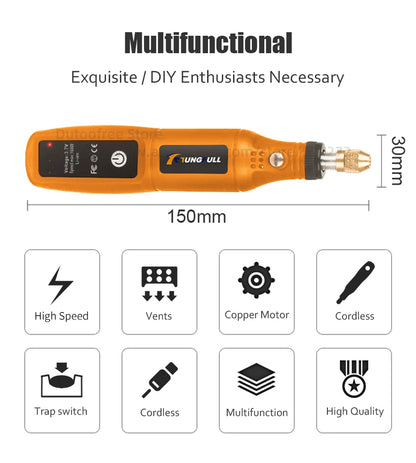 Mini Wireless Drill Rechargeable Polishing Machine DIY Mini Rotary Tool USB Engraving Tool Dremel Tool Mini Engravin Machine - ShoreCo.Shop