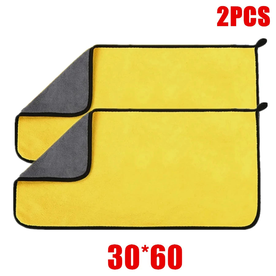 1/2/6pcs Microfiber Cleaning Towel Thicken Soft Drying Cloth Car Body Washing Towels Double Layer Clean Rags Car Accessories    Home Decor Supply | Online Retail | ShoreShopper.com