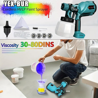1000ML Electric Spray Gun Cordless Paint Sprayer Auto Furniture Steel Coating Airbrush Compatible For 21V Battery    Home Decor Supply | Online Retail | ShoreShopper.com