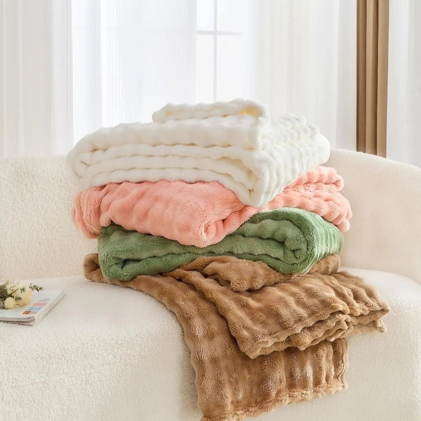 3D Bubble White Plush Blanket Textured Flannel Fleece Soft Warm Cozy Couch Throw Blanket Gift Plaid - Soft Throw Blankets    Your Coastal Marketplace | Shoreshopper.com