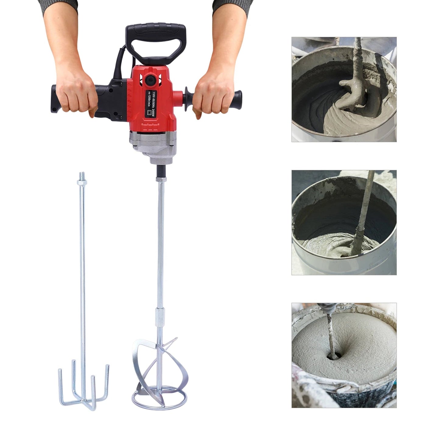 Drill Mixer Set with Spade Handle Electric Corded Mixing Drill Machine 2.4KW Concrete Mud Mixer    Home Decor Supply | Online Retail | ShoreShopper.com