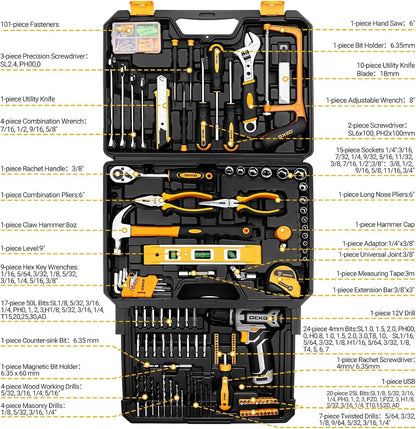 DEKO Home Mechanic Toolbox with 12V Power Cordless Drill Hand Repair Tools Sets Combo Kits Storage Organizer Drawer Case    Home Decor Supply | Online Retail | ShoreShopper.com