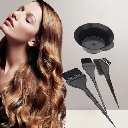 4Pcs Home Salon Hair Dyeing Brush Set Hair Dyeing Cream Bowl Coloring Brush Comb Kits Hair Tint Applicator Barber Styling Tool - ShoreCo.Shop