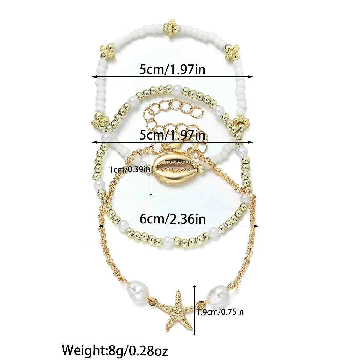 3Pcs Summer Shell Bracelet Set for Women Bohemia Starfish Charm Pearl Seed Beads Party Summer Beach Jewelry Pulseras Mujer
