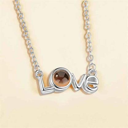 New Letter Necklace 100 Languages I Love You Projection Pendant Necklace Women Jewelry Collier Femme Bijoux Best Friends Gifts