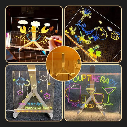 LED Note Board With Night Light 7 Colors Pen Acrylic Message Board DIY Children‘s Illuminated Drawing Board Kids Birthday Gift - ShoreCo.Shop