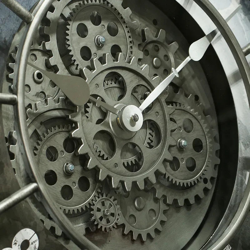 Retro Industrial Roman Wall Clock  Gear Rotation Clock Living Room Decorative Wall Clock Stylish Silent Wall Clock Quartz Clock    Home Decor Supply | Online Retail | ShoreShopper.com