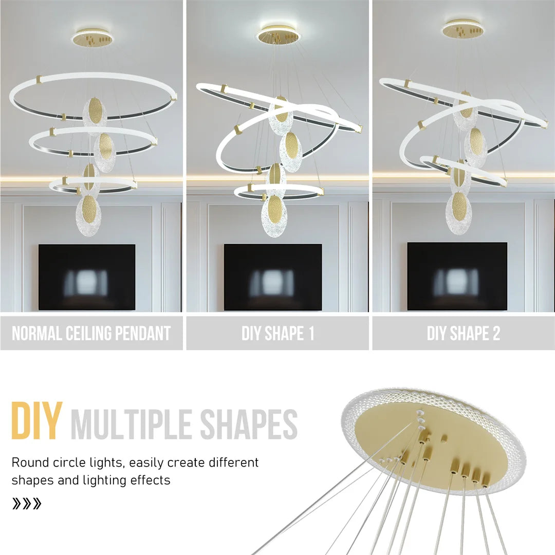 LUVODI 3-Layers LED Ceiling Lighting Fixture Art Decor Acrylic Water-drop Chandelier Pendant Lamp with 3 Color Lights    Home Decor Supply | Online Retail | ShoreShopper.com