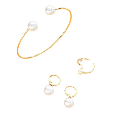 Female Jewelry Set Pearl Open Stud Earrings Bracelet Ring Women's Simple Luxurious High-end Sophisticated Accessories    Home Decor Supply | Online Retail | ShoreShopper.com