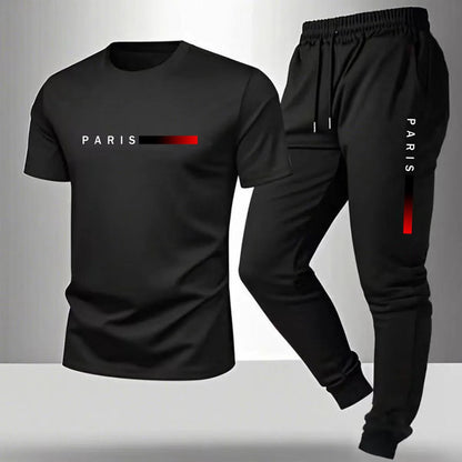 2026 NEW Men's Summer Casual Pants+Short Sleeve T-shirt Set Paris Paris Paris Printed Two Piece Set Men's Sports Set    Home Decor Supply | Online Retail | ShoreShopper.com