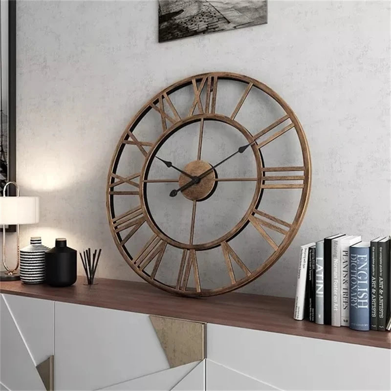 60CM Large 3D Wall Clocks Roman Numerals Retro Round Metal Iron Accurate Silent Nordic Hanging Ornament Living Room Decoration    Home Decor Supply | Online Retail | ShoreShopper.com