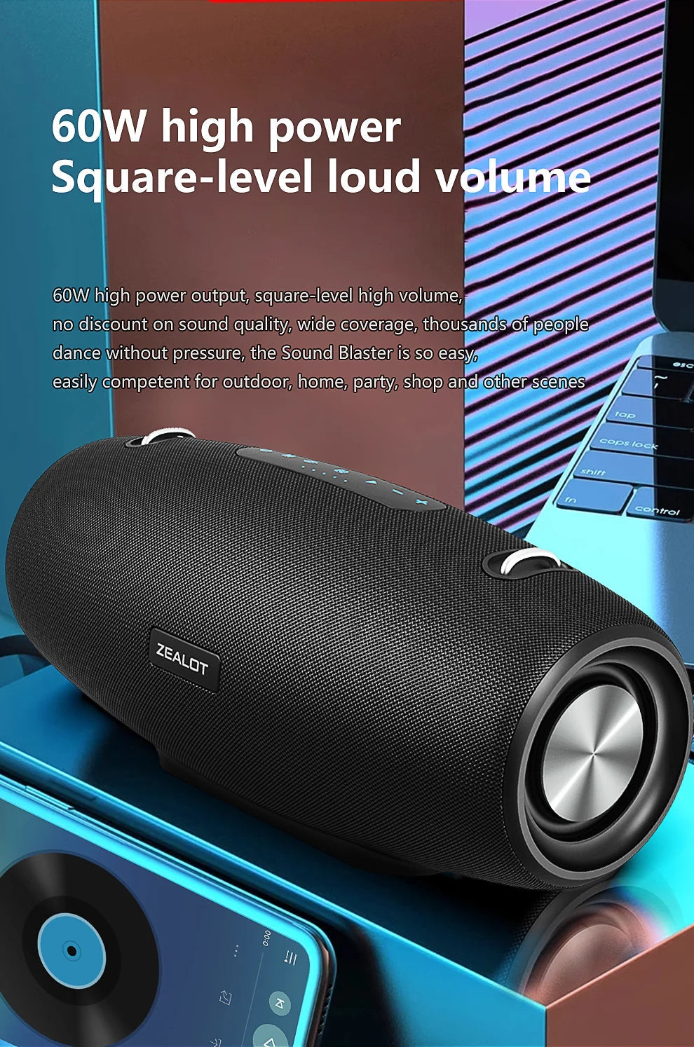 Zealot S67 Wireless Speaker WithShoulder Strap,Outdoor,Waterproof,Portable Speaker with Loud Stero and Booming Bass,40H Playtime    Home Decor Supply | Online Retail | ShoreShopper.com