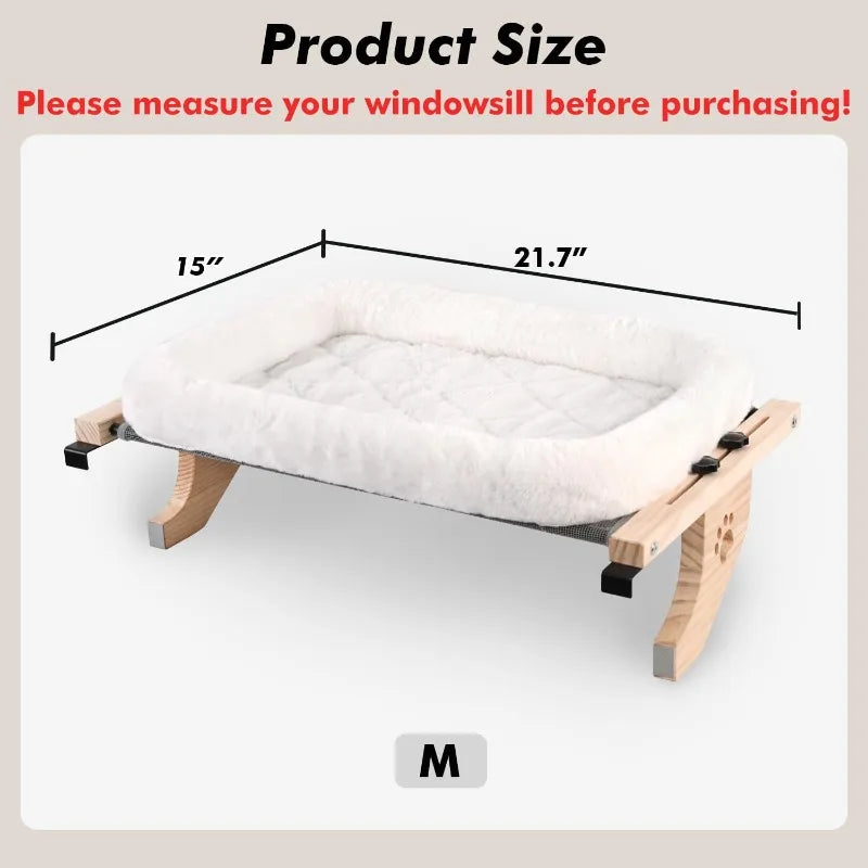 Cat Sill Window Perch Sturdy Hammock Window Seat with Cushion Bed Cover, Wood & Metal Frame for Large Cats, Easy to Adj    Home Decor Supply | Online Retail | ShoreShopper.com