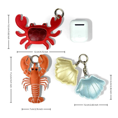 4 Pcs Stylish PU Leather Summer Beach Style Keychain/Bag Charm Set-Cute Lobster/Crab/Seashell-car/Bag/Room Accessories/Hanger-    Your Coastal Marketplace | Shoreshopper.com