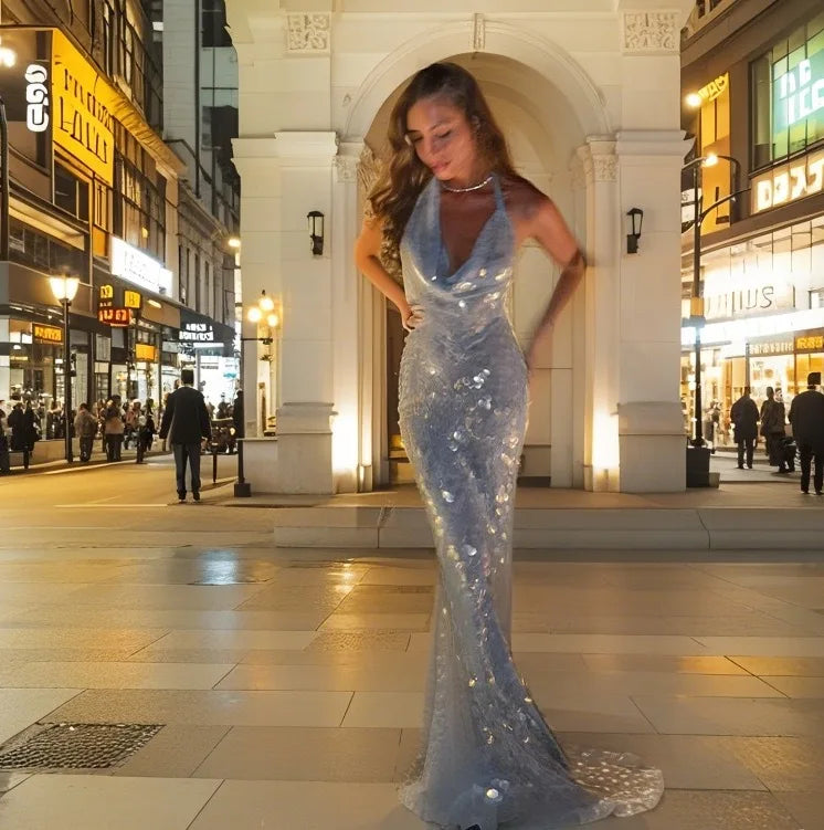 Beachwear Party Dresses For Woman Backless Evening Dress Sequin Solid Color Spaghetti Strap Patchwork Robe Simple Style Trendy    Your Coastal Marketplace | Shoreshopper.com