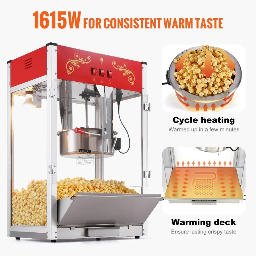 Popcorn Popper Machine Countertop Popcorn Maker 1615W 16 Oz Red    Home Decor Supply | Online Retail | ShoreShopper.com