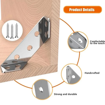 10/20/40/50pcs Thickened Stainless Steel Angle Code 90 Degrees Right Angle Fixed Bracket Furniture Connectors    Home Decor Supply | Online Retail | ShoreShopper.com