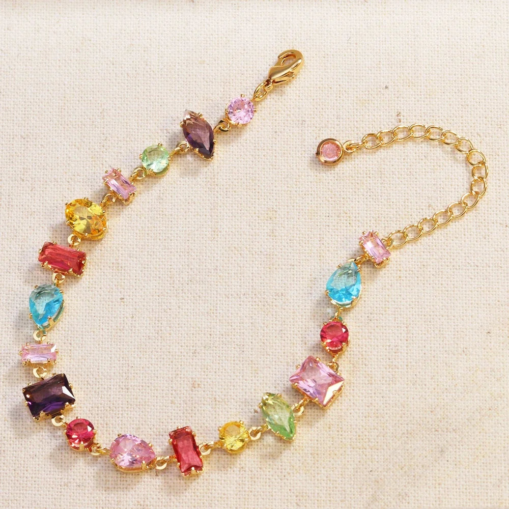 Brand 18K Gold Plated New Luxury Colourful Crystal Zircon Necklace For Women Fashion Party Jewelry Accessories Ladies Jewellery    Home Decor Supply | Online Retail | ShoreShopper.com