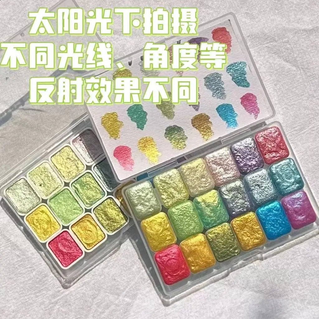 Master Grade 16 Colors Pearlescent Solid Watercolor Paint Mineral Nail Art Flower Painting Dyeing Tool Thangka ES    Home Decor Supply | Online Retail | ShoreShopper.com