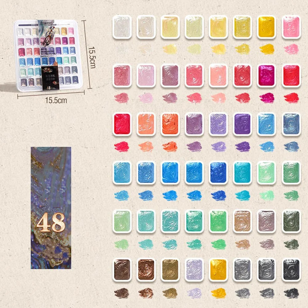 12/24/35/48Color Pearlescent Solid Watercolor Paint Multifunctional Painting Tool Set Painting Paint DIY Watercolor Sets    Home Decor Supply | Online Retail | ShoreShopper.com