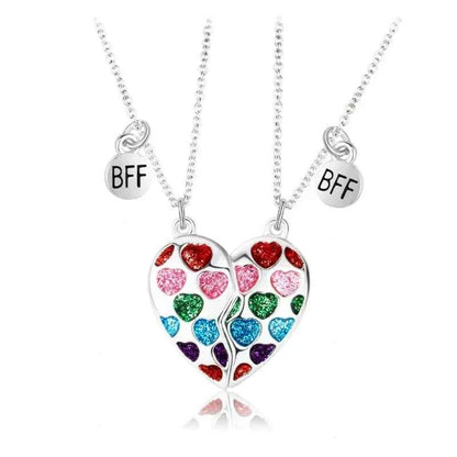 Cute 2 Pcs BFF Necklace Heart Pendant Best Friend Necklace Fashion Couple Chain Necklace Children Friendship Jewelry