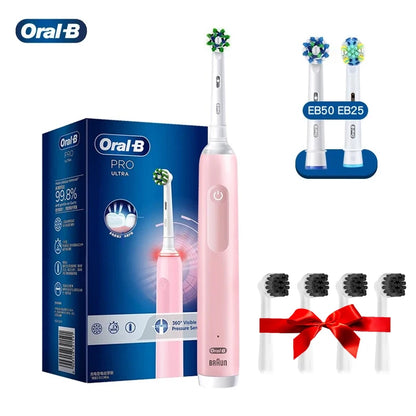 Oral B Pro 4 Ultra Electric Toothbrush 3D Rotation Rechargeable Teeth Brush Pressure Sensor 4 Brushing Modes 2 Min Timer - ShoreCo.Shop