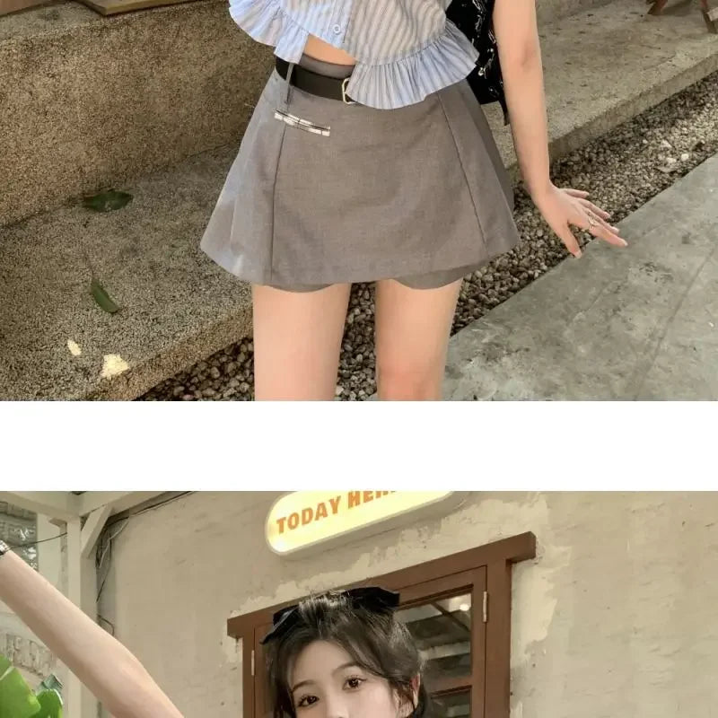 Bow-rinked Striped Shirt for Women Summer French Sweet and Spicy Puff Sleeve Shirt Short Short Sleeve Top    Home Decor Supply | Online Retail | ShoreShopper.com