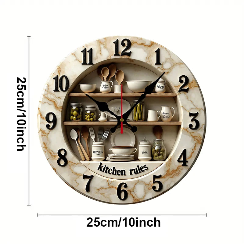 2D Flat Kitchen Rules Design Wooden Round Silent Hanging Wall Clock,For Living Room,Office,Study Room,Bedroom, Home Decoration    Home Decor Supply | Online Retail | ShoreShopper.com