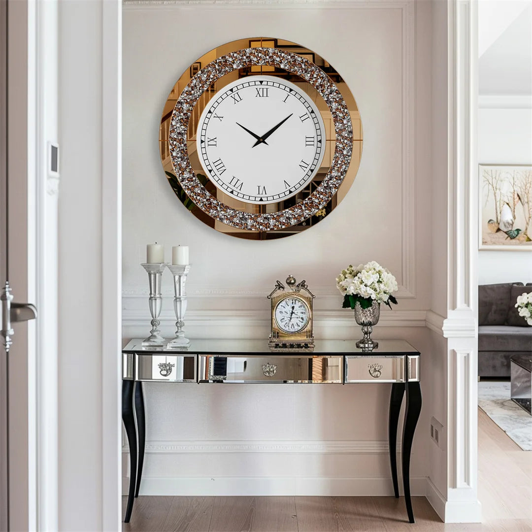 LUVODI 32inch Modern 3D Wall Clock Large Diamond Crystal Living Room Kitchen Bedroom Hall Clock with Roman Numerals    Home Decor Supply | Online Retail | ShoreShopper.com