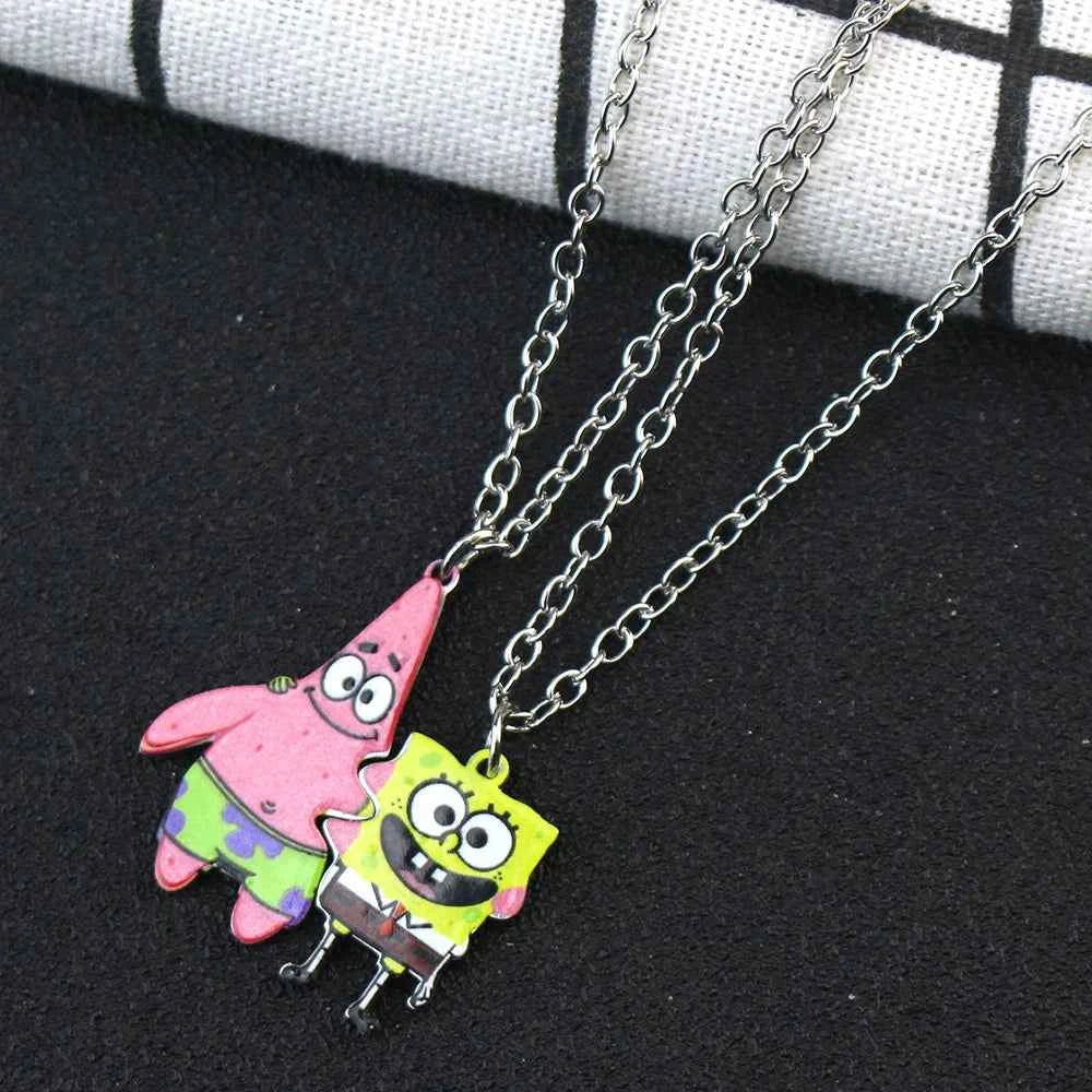 Fashion Best Friends Love Couple Pendant Necklace Cartoon Square--Pants Necklace Good Friends Friendship Jewelry Gift