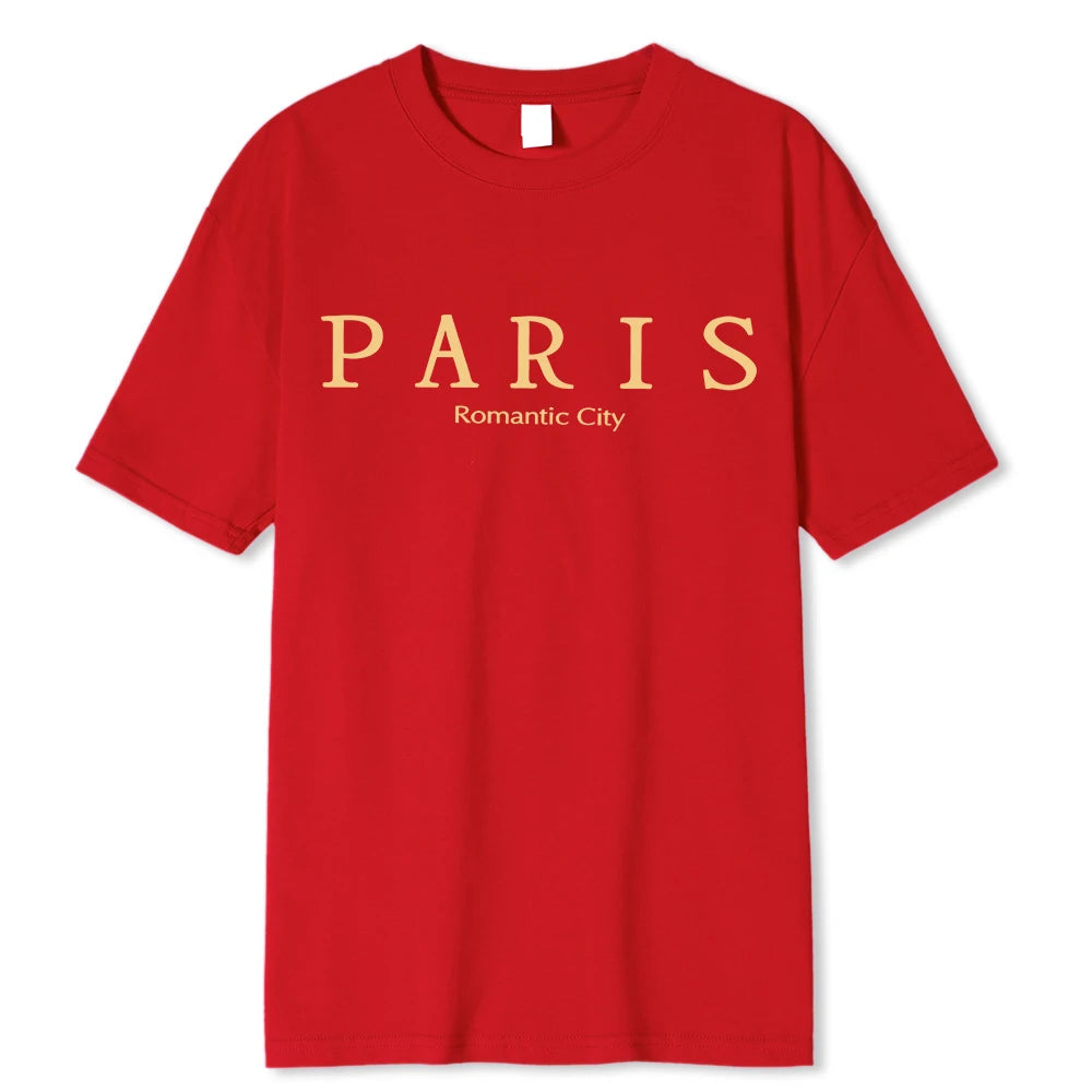 Paris Romantic City Letter Graphic Print Tees Men T-Shirt Summer Loose Clothing Loose Cotton Oversize Tshirt Street Soft Tops    Home Decor Supply | Online Retail | ShoreShopper.com