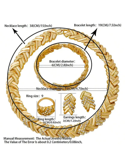 Dubai Jewelry Set For Woman 18K Gold Plated Luxury Necklace Earrings Bracelet and Ring Set Jewelry Wedding Party Trending    Home Decor Supply | Online Retail | ShoreShopper.com