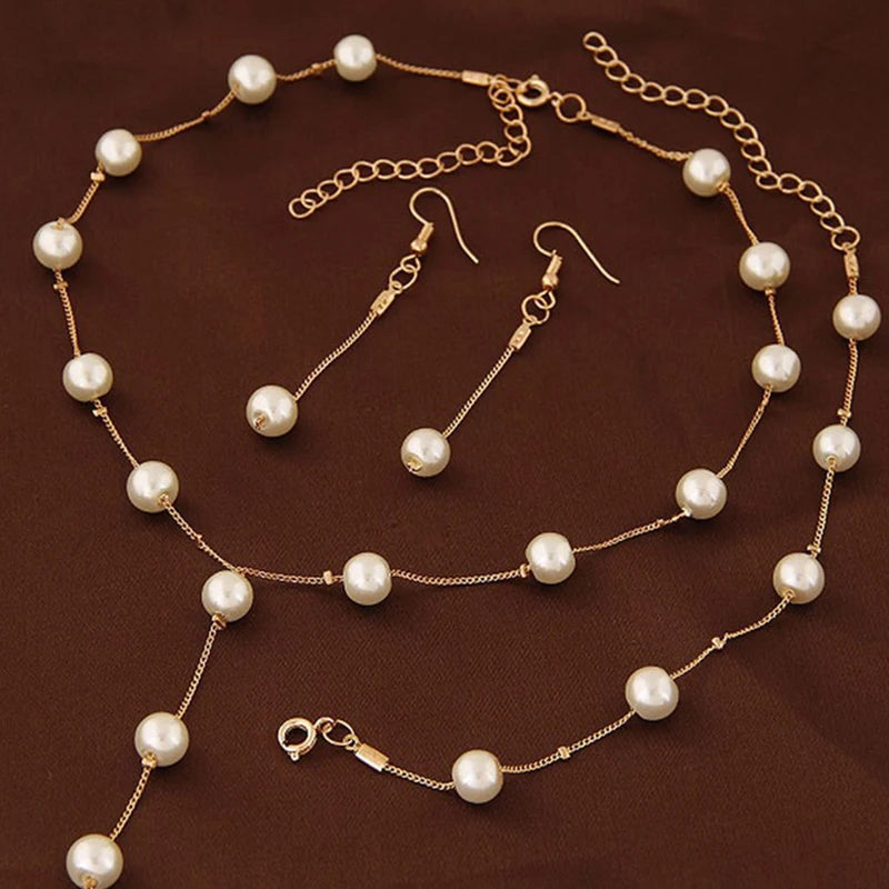 Charming White Pearl Necklace Bracelet Earring Jewelry Set Women Bridal Wedding Elegant Accessories    Home Decor Supply | Online Retail | ShoreShopper.com